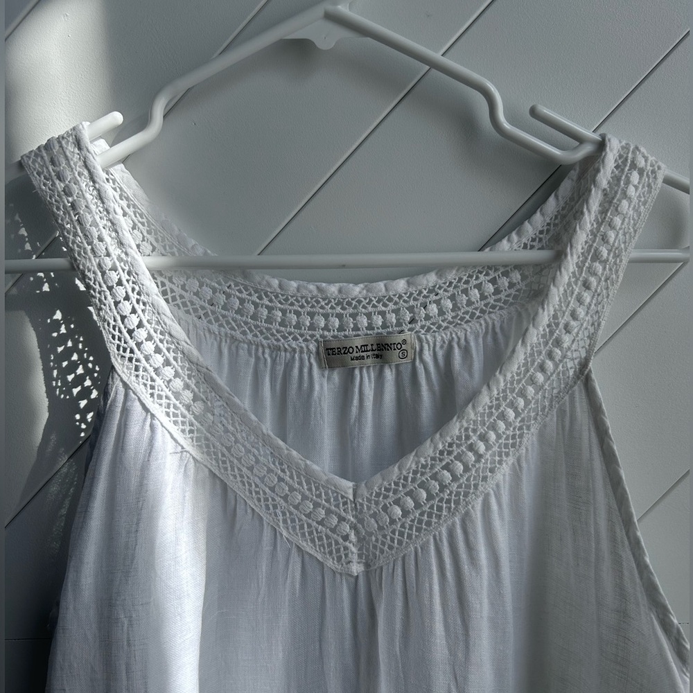 White Terzo Millennto Italian made 100% linen dress size small - Picture 3 of 7